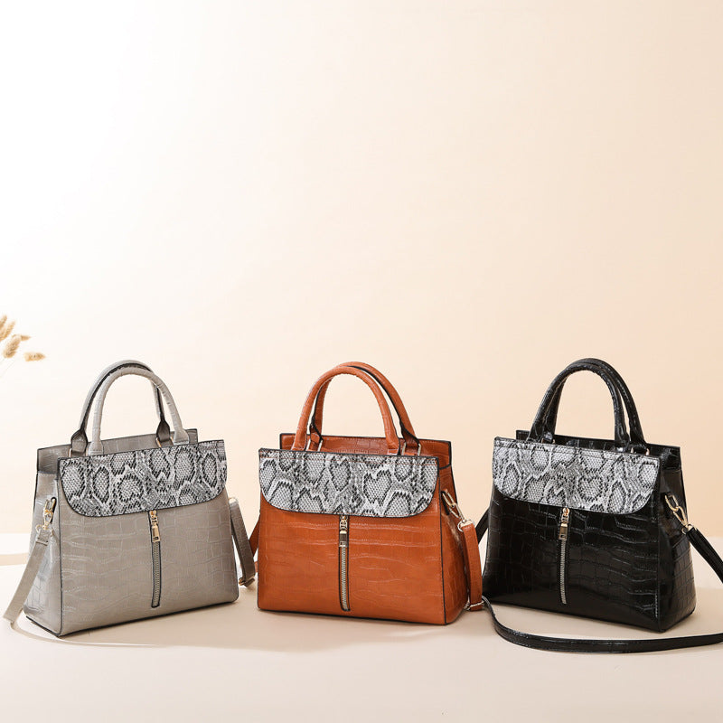 middle zipper design bag serpentine women handbag and purse