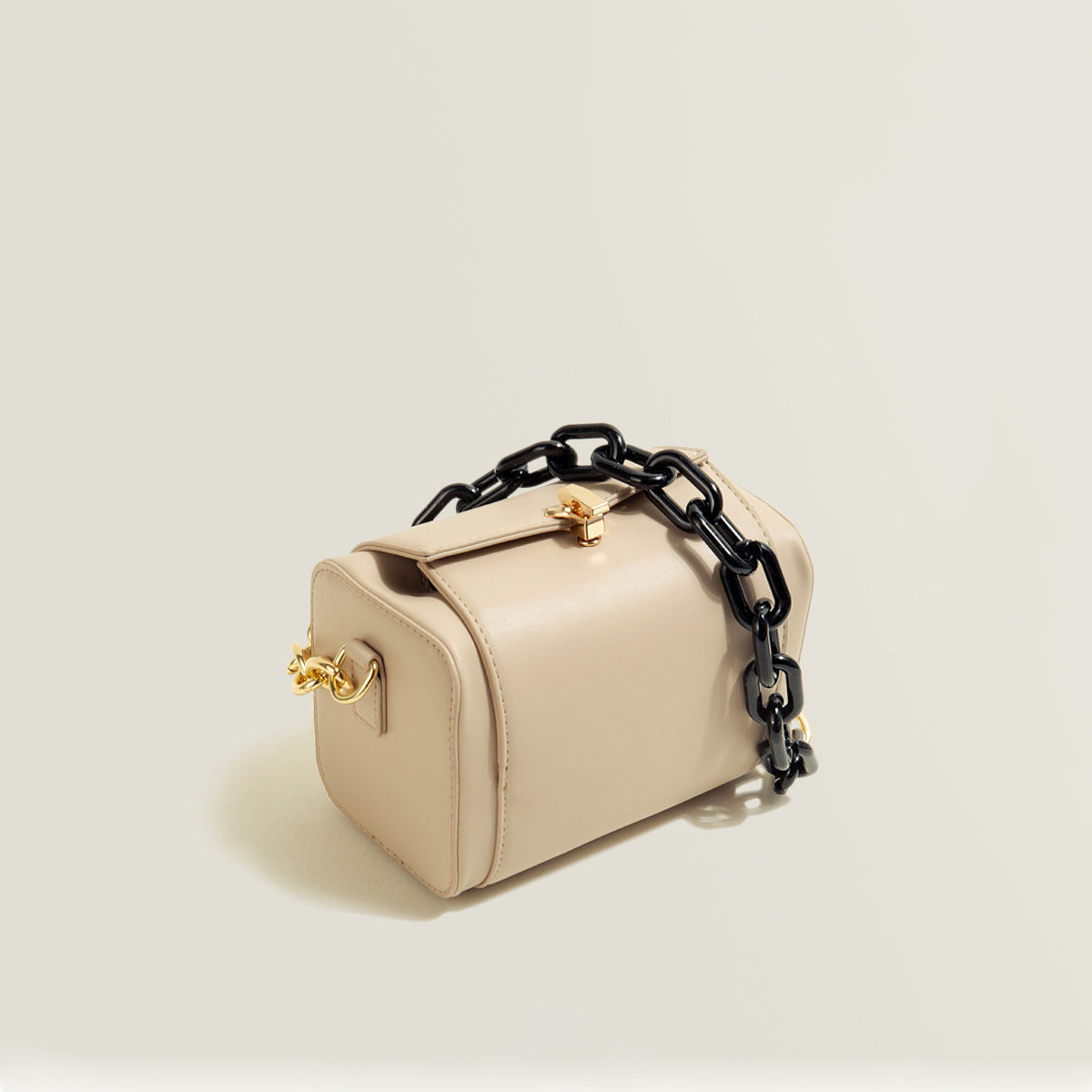 Newest Contrast Color Box PU Leather Clutch Bag Korean Style Sling Crossbody Shoulder Bag With Acrylic Chain