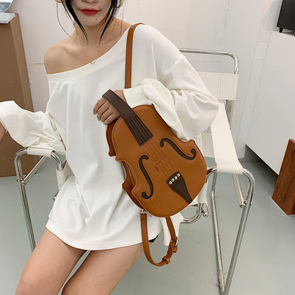 Fashion 3D Violin Girl’s Multipurpose Purse Hand Bag Backpack or Women Pu Leather Handbags