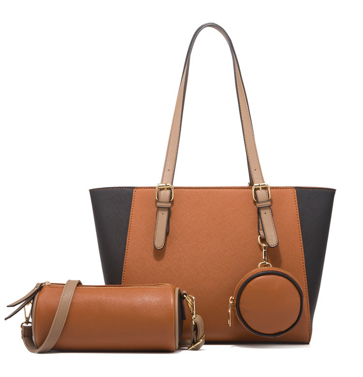 2026 Europe style PU mother bag women three pieces tote bag set shoulder high capacity ladies handbag