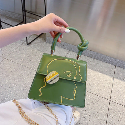 Fashion Knot Top-handle Character Printed Solid Color PU Leather Women Crossbody Handbag 2026