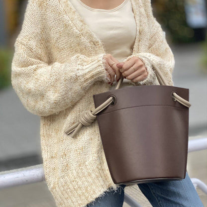 Newest Knot Design PU Large capacity Bucket bag handbags for women