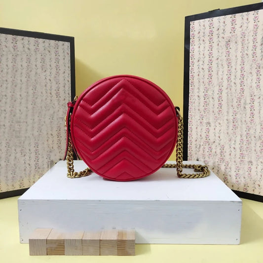 Genuine Leather High Quality Lady Crossbody Sling Women Handbags Round Bags