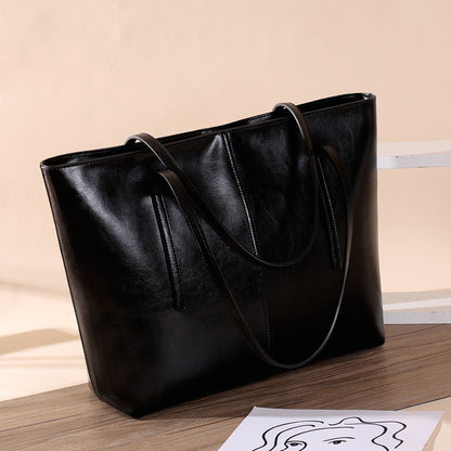 2026 new leather bag waxed leather bag cowhide leather handbag shoulder tote bags