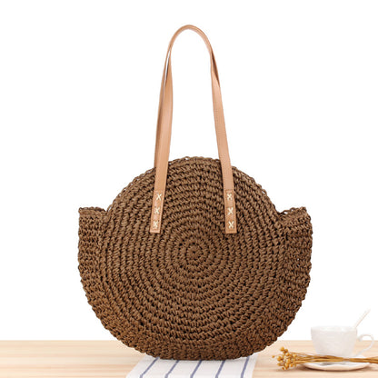 Women’s new beach woven bag Fashion casual women’s bag shoulder straw woven bag