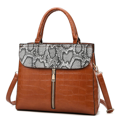 middle zipper design bag serpentine women handbag and purse