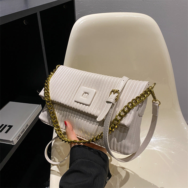 Women’s 2026 new fashion shoulder bag personality all-match women’s bag simple striped crossbody small square bag