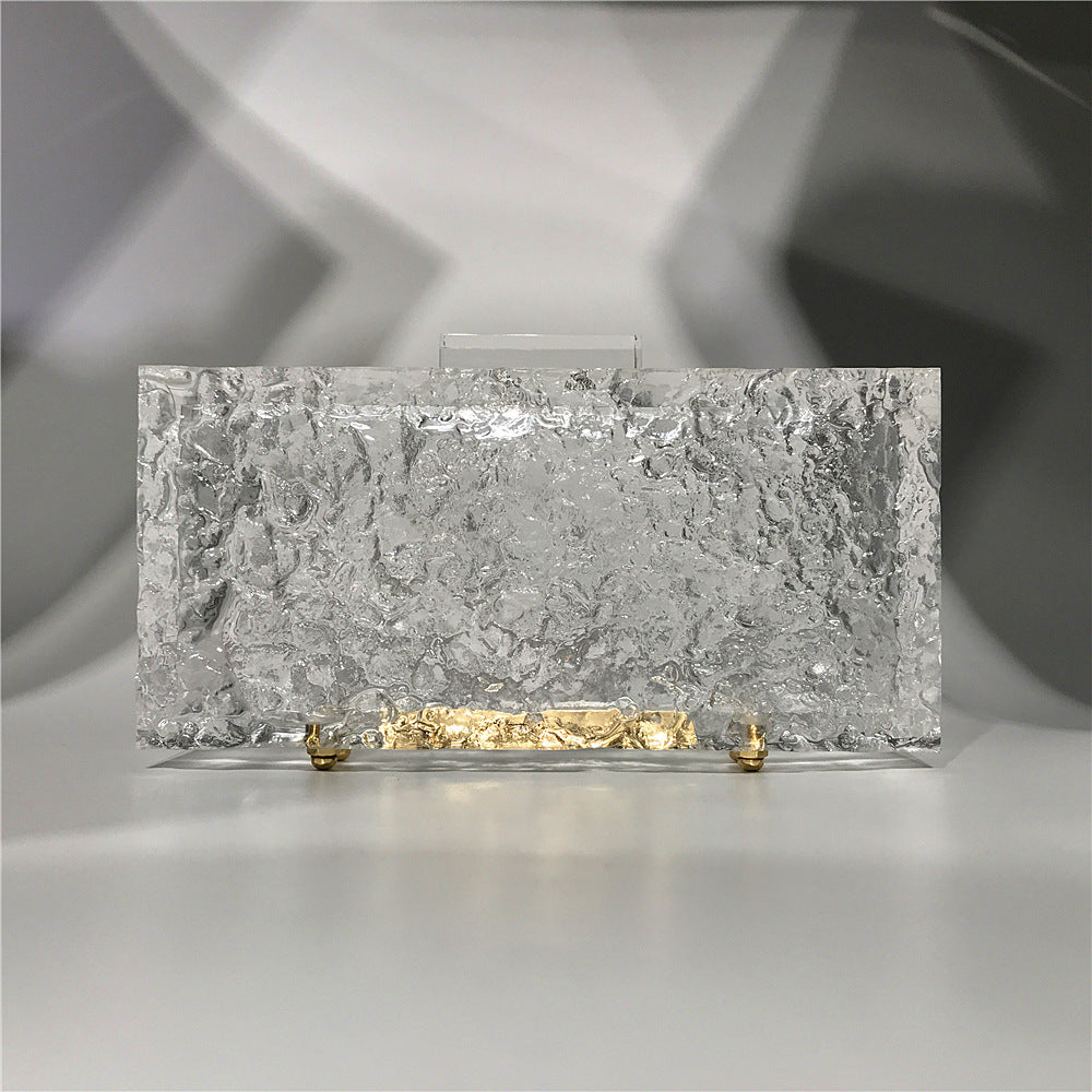 New Dinner Bag Transparent Ice Crack Acrylic Women’s Bag Crystal Clutch