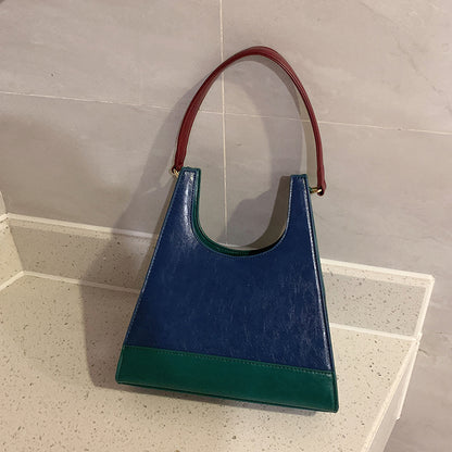 Triangle Small Tote Bags Ins Hot Hit Color Shoulder Underarm Bags Quality PU Leather Women Armpit Purses