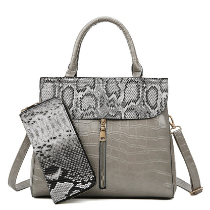 middle zipper design bag serpentine women handbag and purse