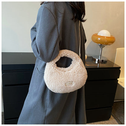 New design plush tote handbag women’s crossbody furry cute bag small fleece hand bag
