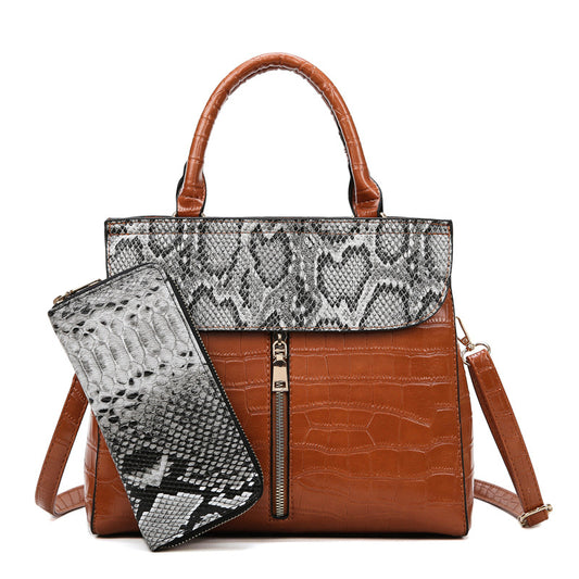 middle zipper design bag serpentine women handbag and purse