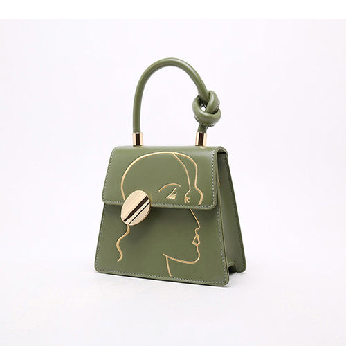 Fashion Knot Top-handle Character Printed Solid Color PU Leather Women Crossbody Handbag 2026