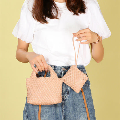 Small mini bucket bag exquisite cute high-end one-shoulder crossbody bag for women basket woven ladies hand bag