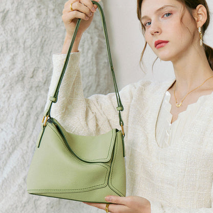 Women’s bag full grain cowhide leather shoulder tote bag armpit bag fashion simple style for ladies