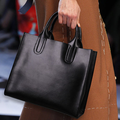 Fashion Minimalist Trendy Design Modern Big square bag Solid Zipper Frame Soft Genuine Leather