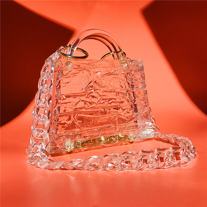 Luxury Transparent Ice Crack Women Jelly Bag Crystal Acrylic Handbag Elegant Lady Evening Bag