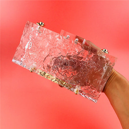 New Dinner Bag Transparent Ice Crack Acrylic Women’s Bag Crystal Clutch