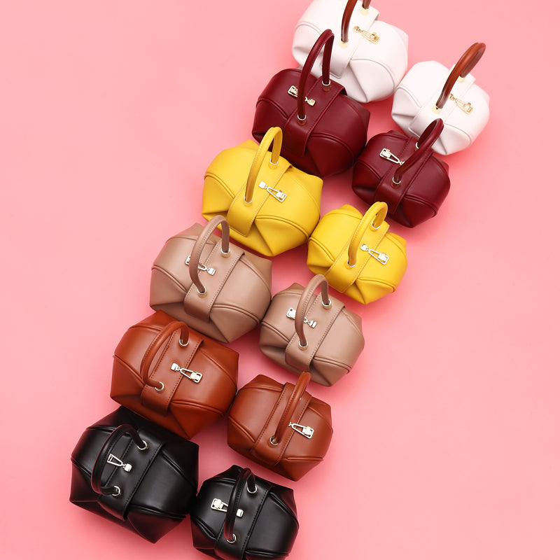 High-end genuine leather dumpling bags women fashion retro two sizes handbags