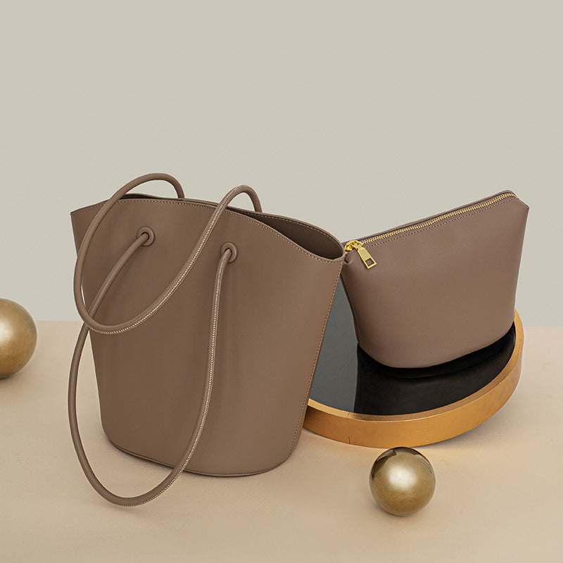 New Bag High capacity genuine leather  tote bag fashion casual shoulder 2 pieces
