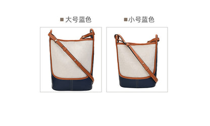 Canvas bag color blocking shoulder bag art handbag large capacity casual women’s crossbody bag