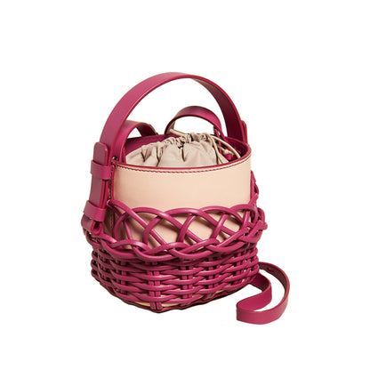 Drawstring design PU and canvas bucket bag for women sac a main 2026