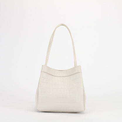 New Top Grain Leather Female Elegant Leather Crocodile Pattern Handbags Cowhide Purses Bucket Bags