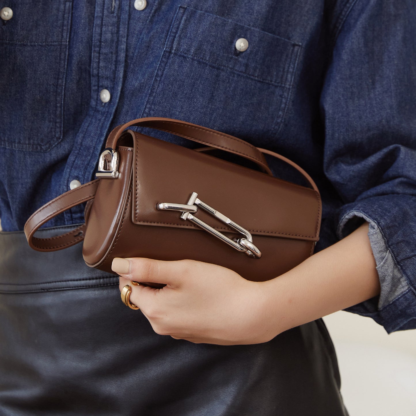 New Arrival Genuine Cow leather Handbag Small Square Lock Box Bag Women’s Crossbody Shoulder Bag