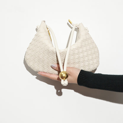 Fashion casual armpit bag ladies solid color single shoulder dumpling hobo woven bag for women