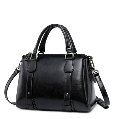 Fashion Leather Large Capacity Handbag Travel Ladies Genuine Leather College Shoulder Bags
