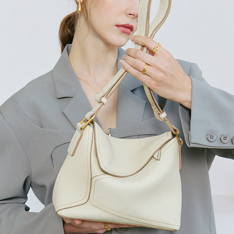 Women’s bag full grain cowhide leather shoulder tote bag armpit bag fashion simple style for ladies