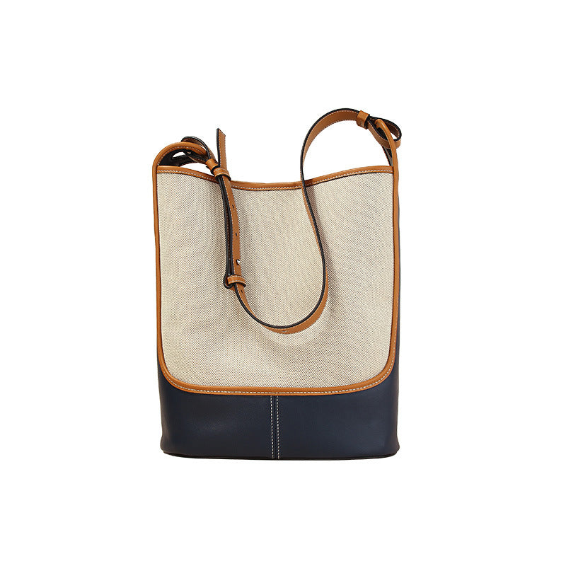 Canvas bag color blocking shoulder bag art handbag large capacity casual women’s crossbody bag
