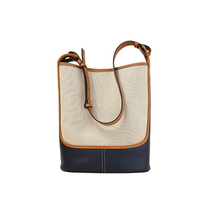 Canvas bag color blocking shoulder bag art handbag large capacity casual women’s crossbody bag