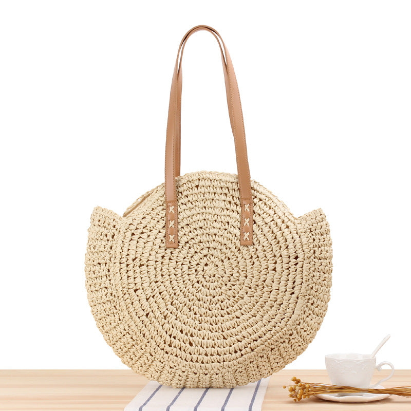 Women’s new beach woven bag Fashion casual women’s bag shoulder straw woven bag