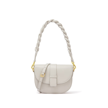 2026 New semi-circular saddle bag leather bag ladies casual single shoulder bag