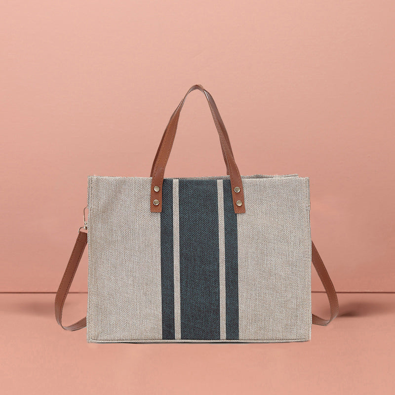 Women Stripe Canvas Bags Handbag Casual Female Tote Ladies Shoulder Bag Large Messenger Bag