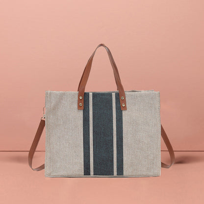 Women Stripe Canvas Bags Handbag Casual Female Tote Ladies Shoulder Bag Large Messenger Bag