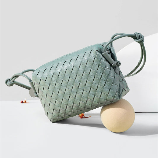 Summer new macaron color small soft woven bag for women simple messenger bag crossbody small square bag