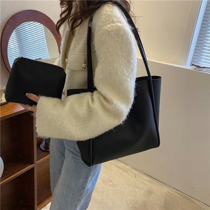 Korean style pure color sub-mother package 2026 new simple handbag tote bag high-volume fashion shoulder bag