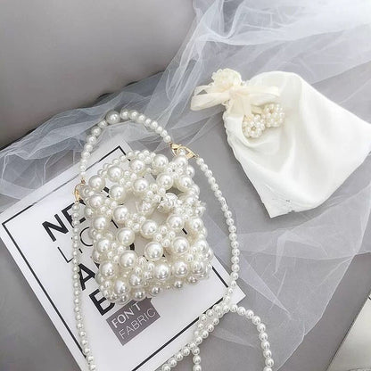 Latest Womens Luxury Handmade Pearl Clutch Bag  Handbag Evening Bucket Bags Ladies
