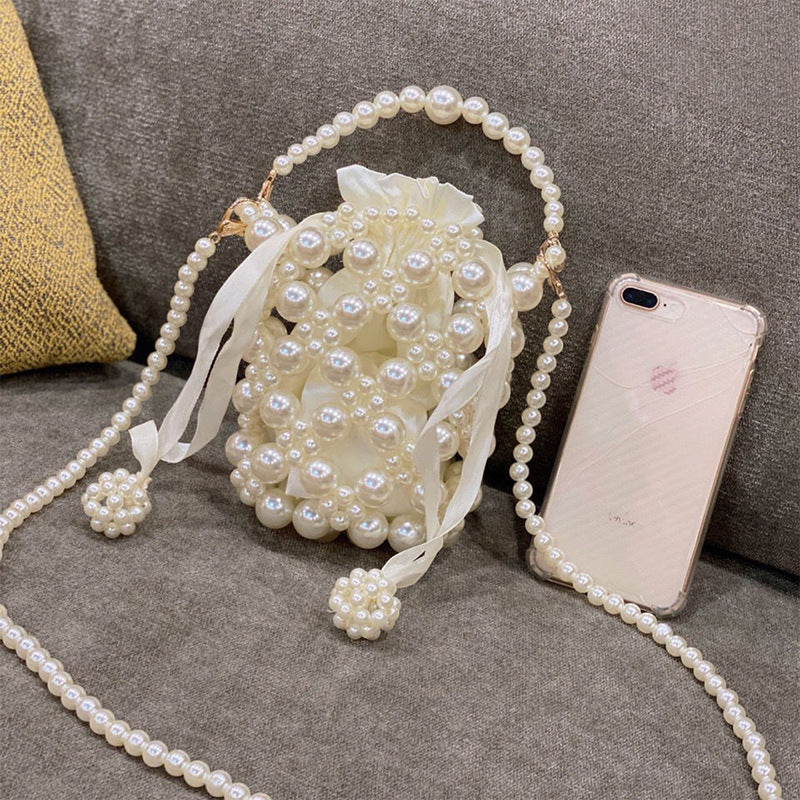 Latest Womens Luxury Handmade Pearl Clutch Bag  Handbag Evening Bucket Bags Ladies