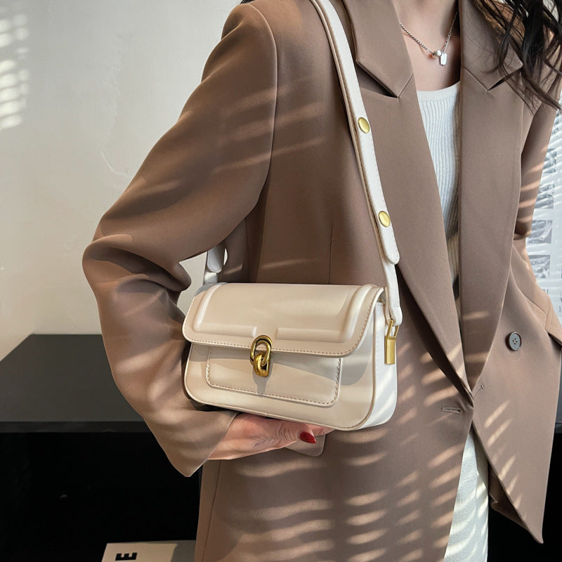 Vintage Bag 2026 New Women’s Bag Messenger Bag Trend Fashion Single Shoulder Underarm Simple Cover PU Vintage Handbags Polyester
