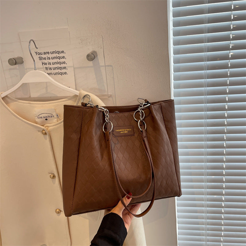 Bag women’s big-capacity Korean style fashion shoulder bag 2026 new women’s soft leather shopping tote bag trendy