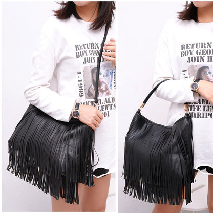 soft leather tassel bag handbag fashion woman bag shoulder cross-body handbag
