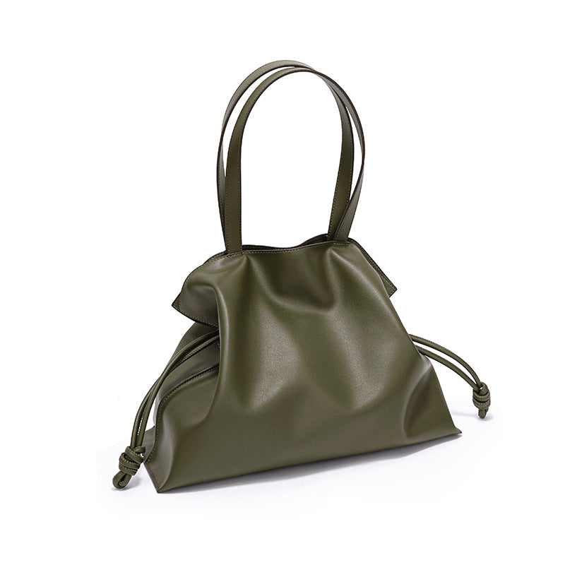 new Korean fashion leather bag wrinkled genuine leather shoulder string bag for women