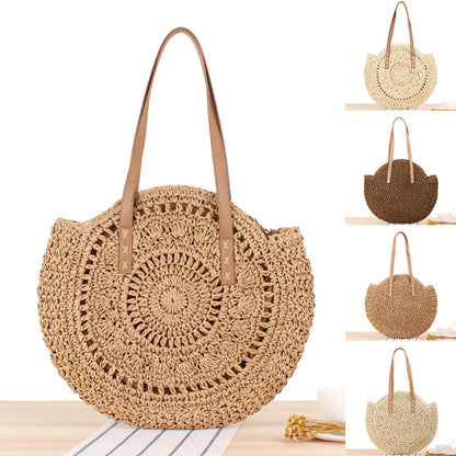 Women’s new beach woven bag Fashion casual women’s bag shoulder straw woven bag