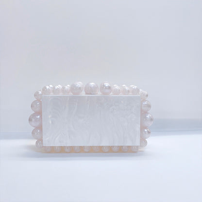 Elegant and Luxury ladies marble acrylic bead clutch handbag evening party bags prom purse