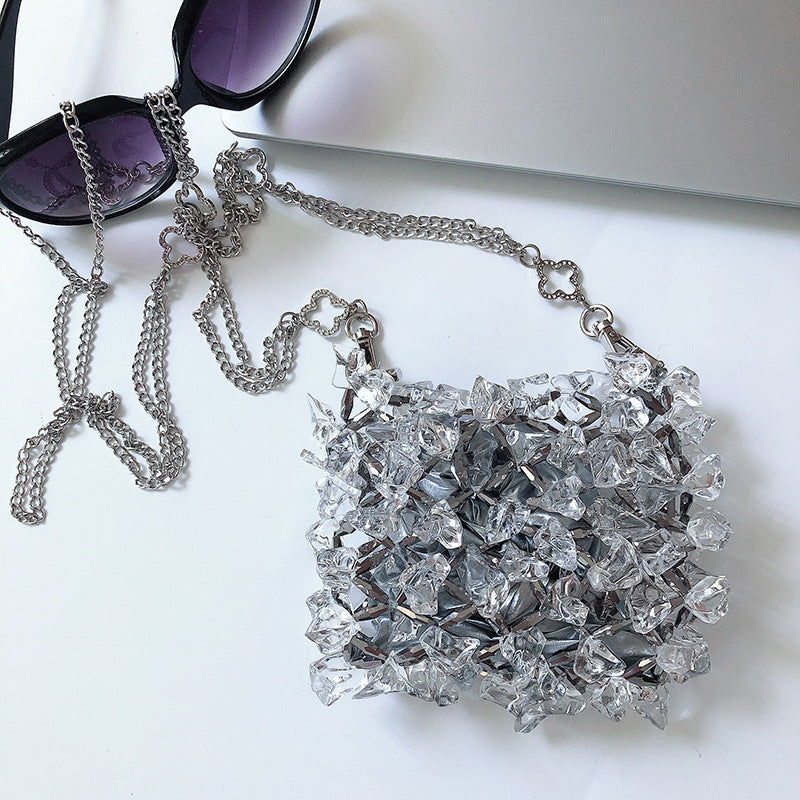 Wedding Clutch Mini Acrylic Crystal Glass Chain Bag 2026 Handmade Beaded Messenger Transparent Phone Bag