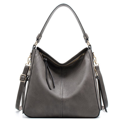 New single shoulder bag 2026 simple straddle hobo bag  oil Wax Tote handbag