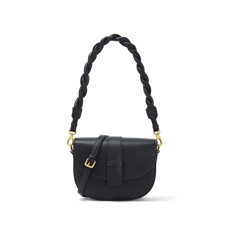 2026 New semi-circular saddle bag leather bag ladies casual single shoulder bag